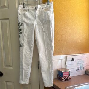 White Embroidered Jeans